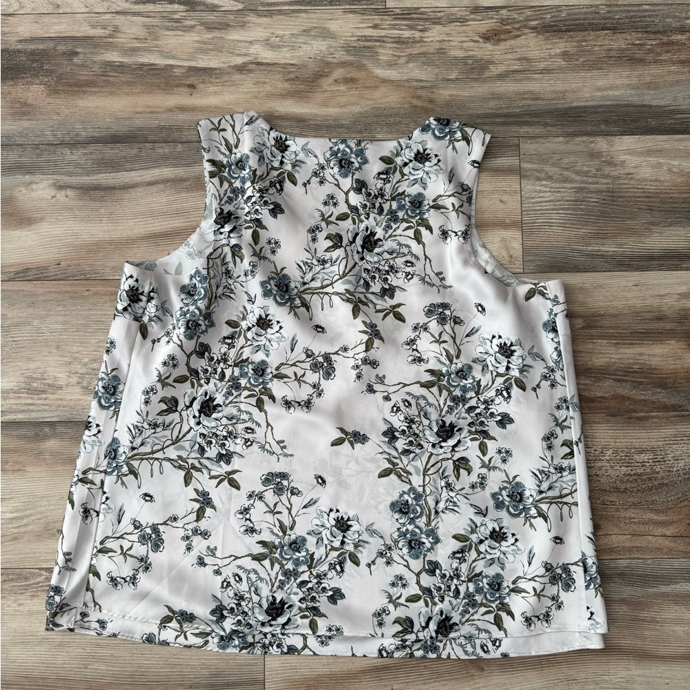 Coldwater Creek Sleeveless Blouse Floral 2X Gorgeous!!! Green and White - Picture 5 of 9